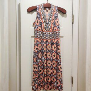 Wisp Summer Floral Dress Jersey Fit & Flare Size 0 Sleeveless V-Neck Ryenne NEW